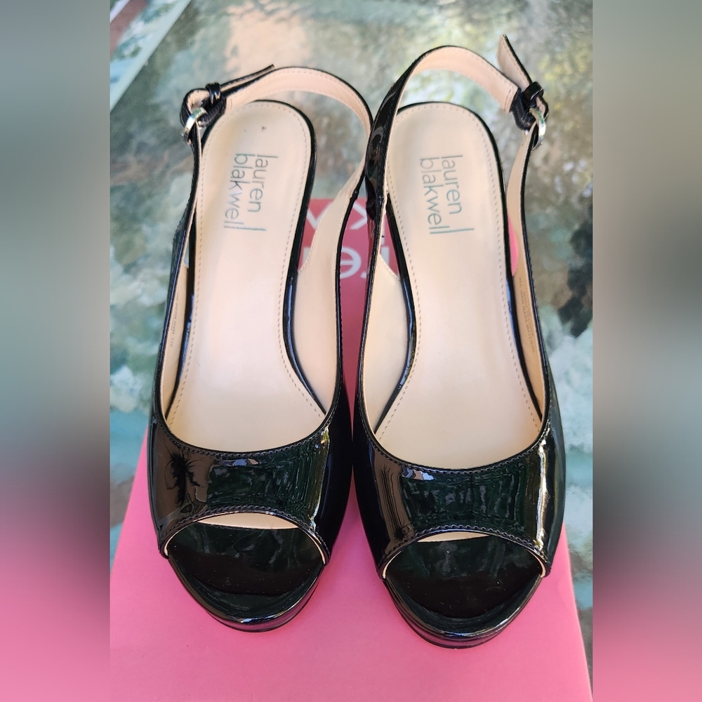 Black Patent Peep Toe Shoes